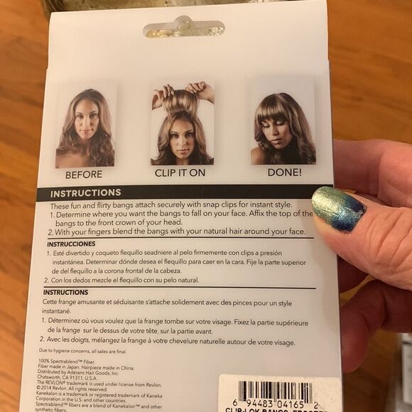 Revlon clip on bangs YOUR CHOICE. Long bangs w/blendable sides.Plz specify color - Picture 6 of 9